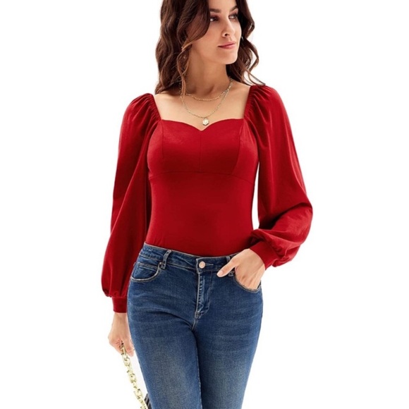 NWT GRACE KARIN Sweetheart Peasant Top - Picture 2 of 12